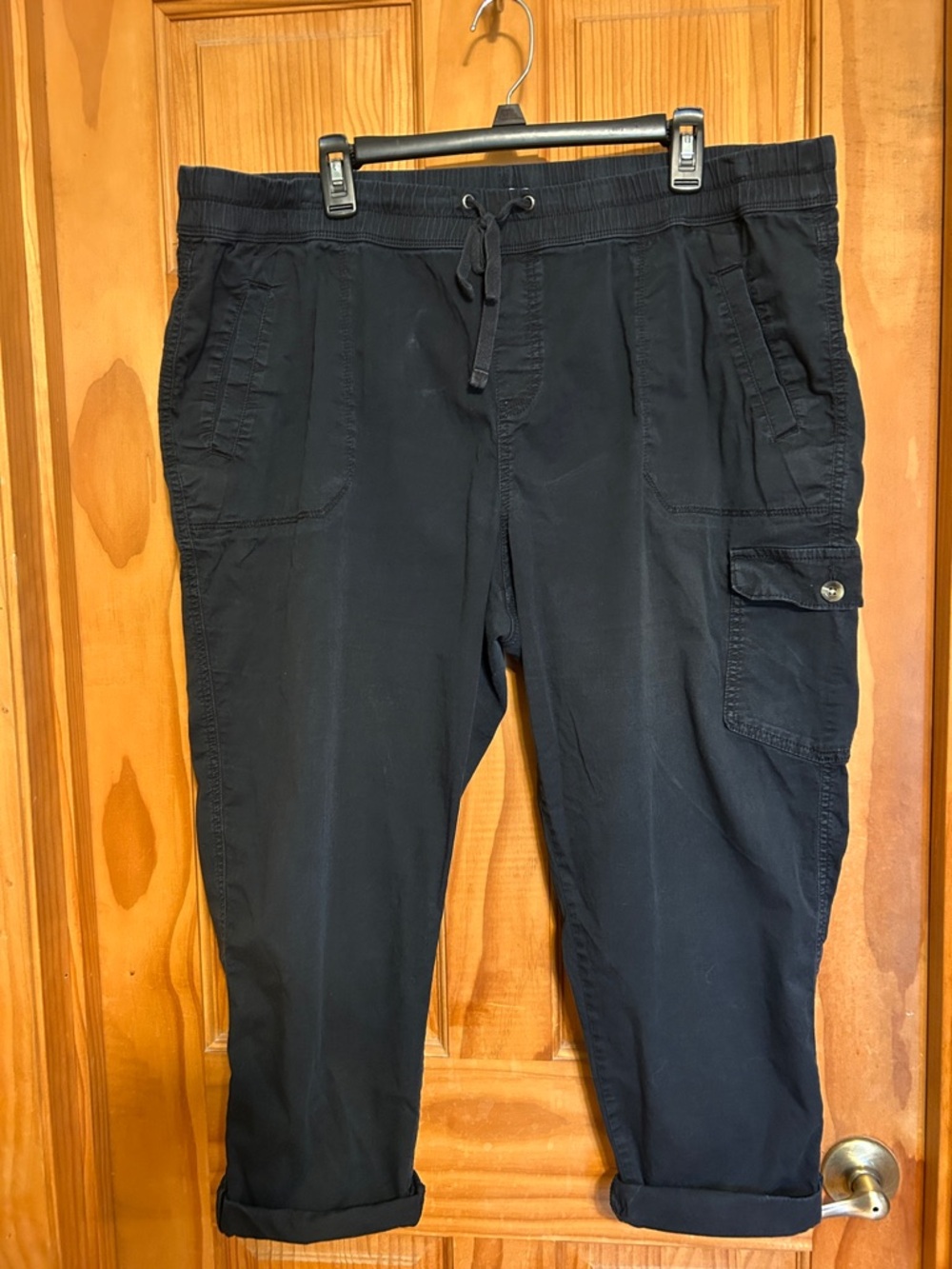 Women’s Sonoma Black Cargo Joggers with Elastic Drawstring Waist Black Size 18